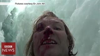 Climber films 20m crevasse fall in Himalayas  BBC News [upl. by Ssor110]