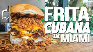 THE FRITA CUBANA CUBAN BURGER IN MIAMI  SAM THE COOKING GUY [upl. by Mirabelle]