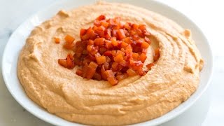 Easy Roasted Red Pepper Hummus Recipe [upl. by Bullen]