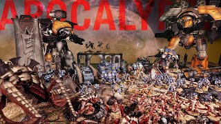 Tyranids vs Imperium  1100 power level Warhammer 40K Apocalypse battle [upl. by Larimor]