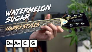 Harry Styles  Watermelon Sugar acoustic guitar lesson  4 chord song [upl. by Sibylla]