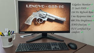 Lenovo G2510 25quot FHD monitor unboxing  144 Hz  1 ms  400 Nits bright  AMD freesync  Eye comfo [upl. by Nwahsak]