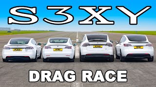 Every Tesla DRAG RACE [upl. by Anivram]