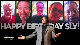 Pacino Schwarzenegger Van Damme Lundgren wish Stallone Happy Birthday [upl. by Aztirak]