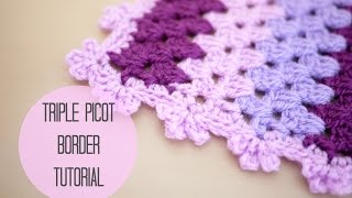 CROCHET Triple picot border tutorial  Bella Coco [upl. by Nnaeirb]