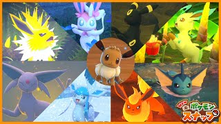 【ポケモンスナップ】かわいいブイズ大集合！全ブイズ 星☆1～4 高得点の撮り方！ イーブイ ニンフィア リーフィア エーフィ シャワーズ ブースター グレイシア サンダース ブラッキー Eevee [upl. by Hendrickson]