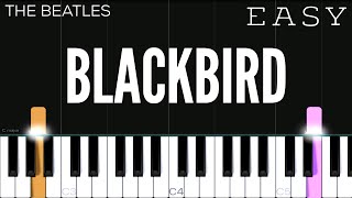 The Beatles  Blackbird  EASY Piano Tutorial [upl. by Limhaj]