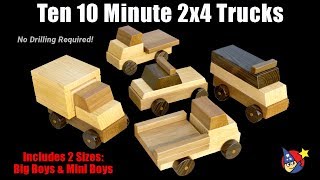 Ten 10 Minute 2x4 Trucks Wood Toy Plan [upl. by Tap]