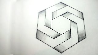 How To Draw Optical Illusions  Hexagon  DearingDraws [upl. by Ecydnarb]