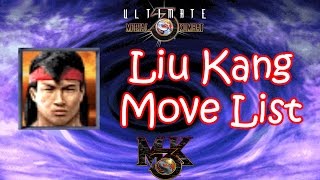 UMK3  MK3  Liu Kang Move List [upl. by Ashlie]