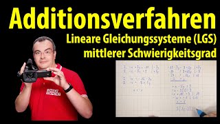 Additionsverfahren  Übungen mittlerer Schwierigkeit  Lineare Gleichungssysteme  Lehrerschmidt [upl. by Gustin]