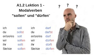 Deutschkurs A12 Lektion 1 Modalverben quotsollenquot und quotdürfenquot [upl. by Dasya]