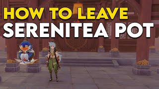 How to LEAVE the Serenitea Pot in Genshin Impact  how to exit the housing island [upl. by Ylenats]