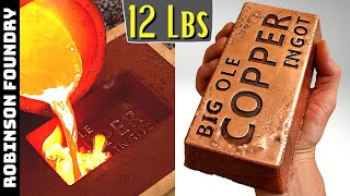 Melting copper at home  Huge copper ingot  quotBIGOLE COPPER INGOTquot │ASMR │ Metal Casting [upl. by Sophy]