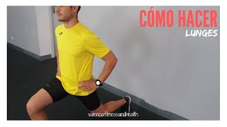 🦵 Cómo hacer LUNGES correctamente  ZANCADAS  Ejercicio en CASA [upl. by Ardnoid]