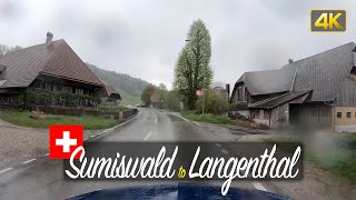 Drivers View Rainy Drive from Sumiswald to Langenthal Switzerland 🇨🇭 [upl. by Adin]