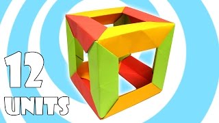 Modular Origami Cube Tutorial 12 units Tomoko Fuse [upl. by Dorine946]