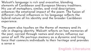 Summary and analysis of Names by Derek Walcott [upl. by Rehctelf634]