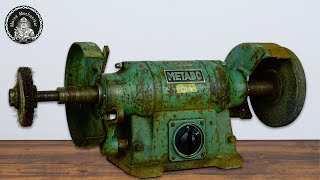 Old Metabo Bench Grinder Restoration  Restoration Videos [upl. by Zippel]