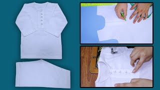 Baby Boy Kurta Pajama Shalwar Kameez Cutting And Stitching [upl. by Yesdnil357]