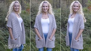 HOW to CROCHET POCKET SHAWL  Easy Wrap with Pockets by Naztazia [upl. by Wehtta]