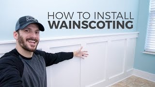 How to Install Wainscoting  DIY Board and Batten [upl. by Idelson]