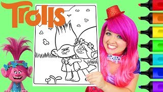 Coloring Trolls Poppy amp Branch Coloring Book Page Colored Markers Prismacolor  KiMMi THE CLOWN [upl. by Aniles]