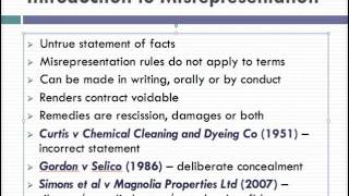 Misrepresentation Lecture 1 of 4 [upl. by Ognimod466]