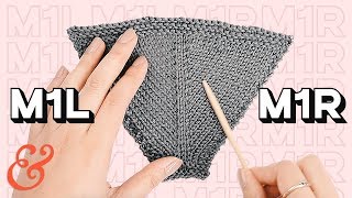 How to M1R make one right and M1L make one left Knitting Increase [upl. by Llacam]