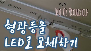 폴라베어 주방에 설치된 형광등안정기 포함을 LED 전등으로 교체 light replace [upl. by Anor]