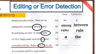 Editing  Error Detection  Tricks and practice questions  class 9101112 [upl. by Sire53]