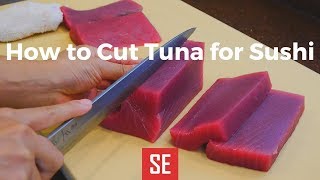 How to Cut Tuna Loin for Sushi  金枪鱼寿司 [upl. by Hiltan]