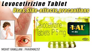 Levocetirizine dihydrochloride tablets ip 5mg  UsesSide effectsDose and precautions  In Hindi [upl. by Mcquillin871]