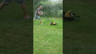 Fiskars StaySharp Max Reel Mower  Test in wet grass [upl. by Analim527]