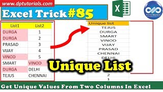 How To Get Unique Values From Two Columns In Excel  Excel Tips amp Tricks  dptutorials [upl. by Iznik]