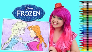 Coloring Anna amp Elsa Frozen GIANT Coloring Book Crayola Crayons  COLORING WITH KiMMi THE CLOWN [upl. by Lemrahs445]