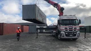 40’Ft Shipping Container Loading Using a Hiab Crane Truck [upl. by Tlevesoor161]