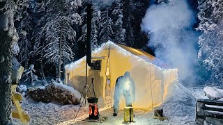 38C EXTREME COLD WINTER CAMPING in a HOT LOVE SHACK Valentines Day [upl. by Carlen]