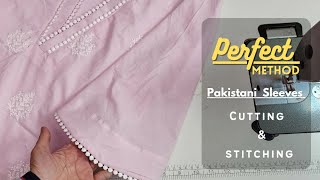 Pakistani Sleeves Cutting and Stitching  easy Kurti Sleeves  Long Sleeves Design [upl. by Llevaj552]