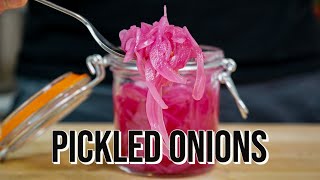 Pickled Onions  Crunchy Pickled Red Onions Recipe [upl. by Hetti]