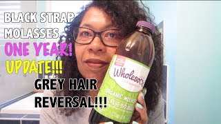 BLACKSTRAP MOLASSES GREY HAIR REVERSAL  1 YEAR UPDATE [upl. by Michelle]