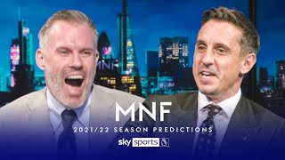 Carragher amp Neville bicker during their 202122 Premier League predictions  MNF [upl. by Boehike]