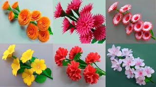 6 Easy Paper Flowers Most Views on Youtube Channel  DIY [upl. by Ahkihs]