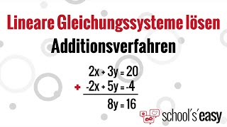 Additionsverfahren – Lineare Gleichungssysteme lösen [upl. by Nailil783]