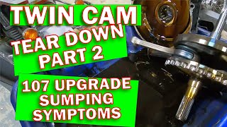 Twin Cam Tear Down Part 2  Twin Cam 107  HARLEY SUMPING SYMPTOMS  Kevin Baxter  Pro Twin [upl. by Nnaycnan]