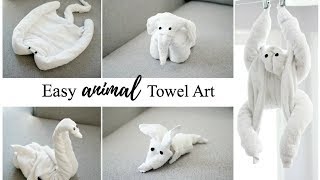 HOW TO MAKE TOWEL ANIMALSTOWEL ART TUTORIAL  FOR BEGINNERS [upl. by Hijoung349]