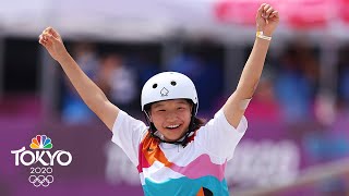 THIRTEENyearold Momiji Nishiya wins gold in street skateboarding  Tokyo Olympics  NBC Sports [upl. by Shir199]