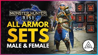 Monster Hunter Rise  All Armor Sets amp Layered Armor  Male amp Female [upl. by Drhcir170]