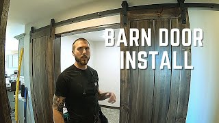 How to install a Barn Door Double Door Single Track [upl. by Eerised]