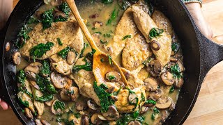 Creamy Garlic Mushroom Chicken  One Pan Recipe [upl. by Tullus4]